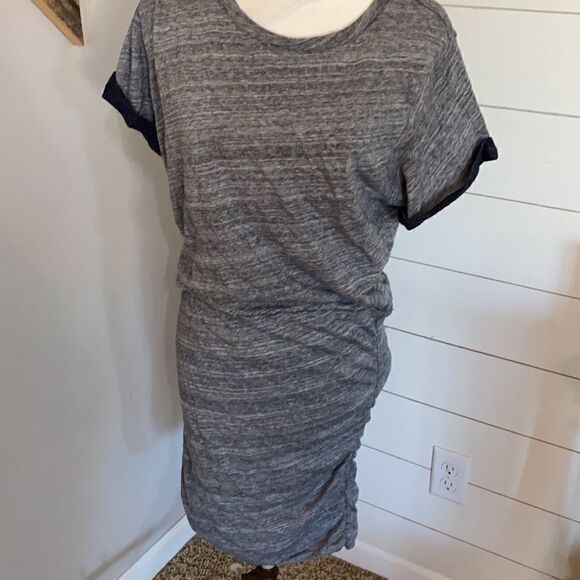J. Crew | J. Crew Ruched Knit Dress Marled Blue Gray Sweatshirt Dress NWT | M - Picture 4 of 7